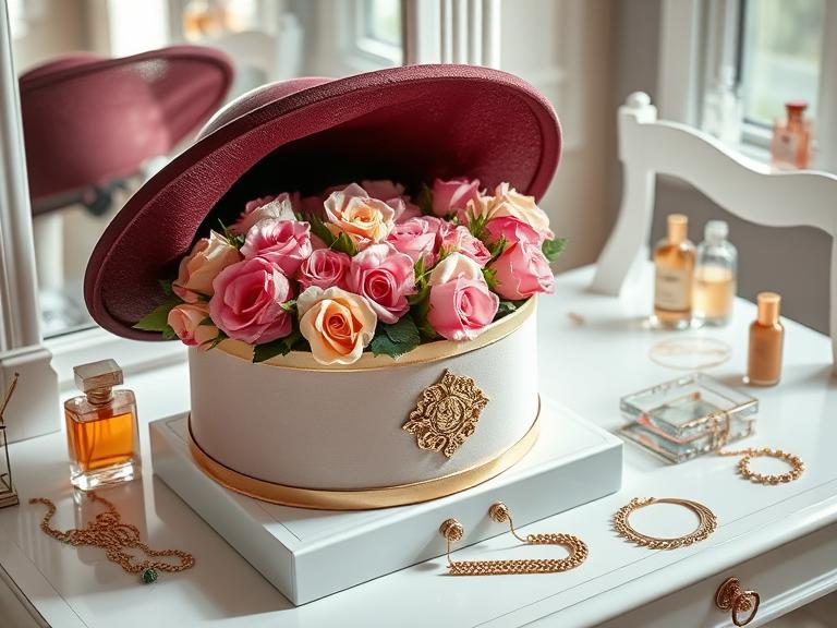 Hat Box with Flowers